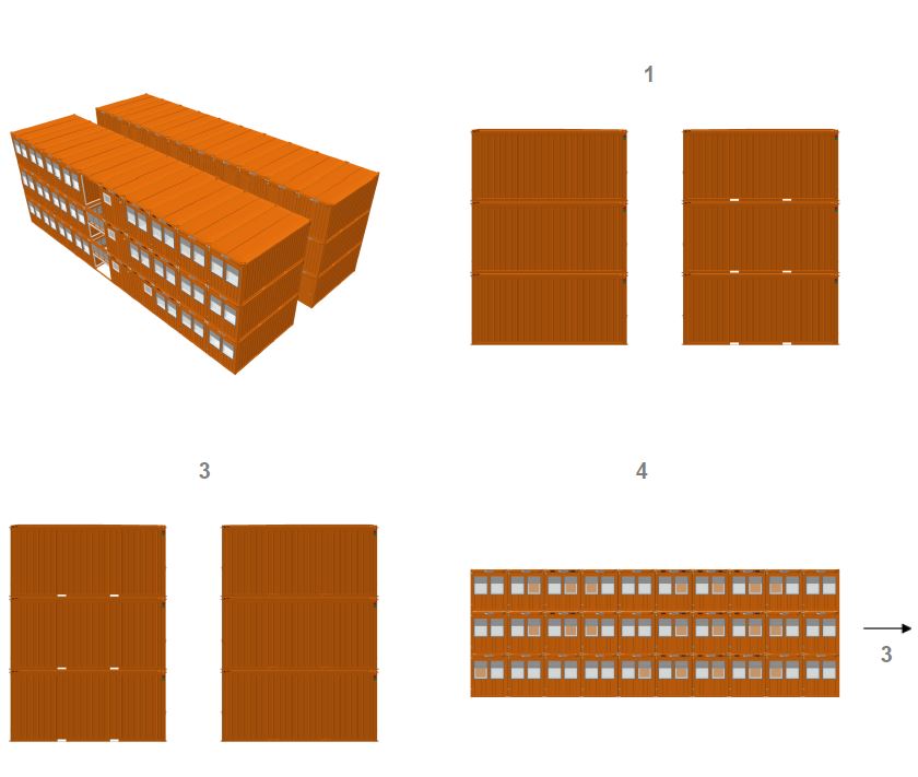 Giessener Container Modulbau Marburg 60er Basic Anlage Büro Baustelle Ansicht